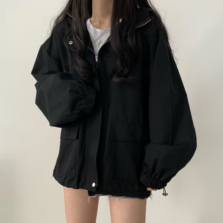 왕박시 오버핏 후드점퍼 바람막이 숏야상