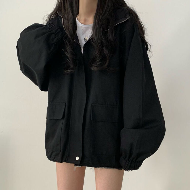 왕박시 오버핏 후드점퍼 바람막이 숏야상