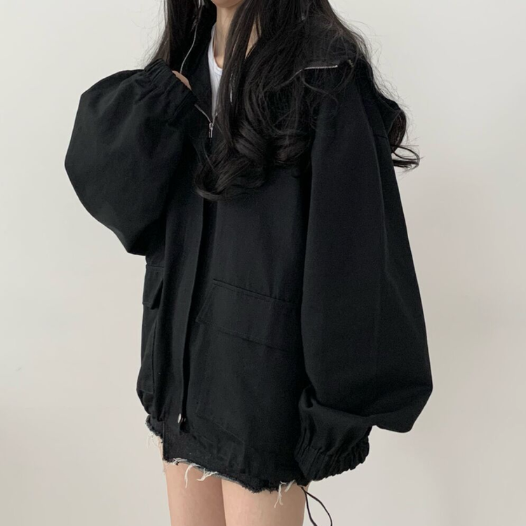 왕박시 오버핏 후드점퍼 바람막이 숏야상