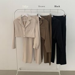 【SET】クロップジャケット ワイドピンタックスラックス