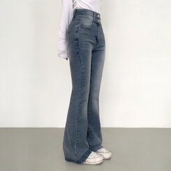 【SHORT/BASIC/LONG 丈別】ボリュームウォッシングツーボタンスパンジーンズ5色 LIGHT DENIM