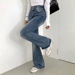 【SHORT/BASIC/LONG 丈別】ボリュームウォッシングツーボタンスパンジーンズ5色 LIGHT DENIM