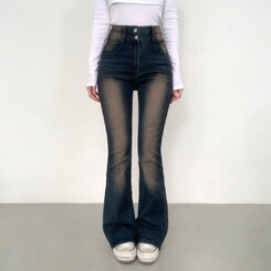 【SHORT/BASIC/LONG 丈別】ボリュームウォッシングツーボタンスパンジーンズ5色 VINTAGE