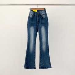 【SHORT/BASIC/LONG 丈別】ボリュームウォッシングツーボタンスパンジーンズ5色