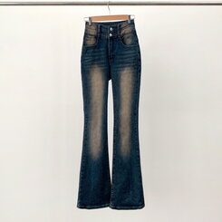 【SHORT/BASIC/LONG 丈別】ボリュームウォッシングツーボタンスパンジーンズ5色