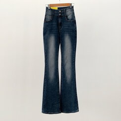 【SHORT/BASIC/LONG 丈別】ボリュームウォッシングツーボタンスパンジーンズ5色