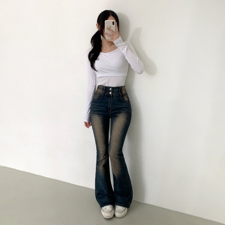 【SHORT/BASIC/LONG 丈別】ボリュームウォッシングツーボタンスパンジーンズ5色 VINTAGE