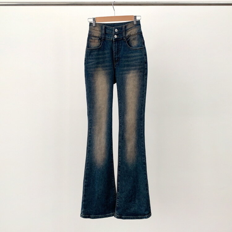 【SHORT/BASIC/LONG 丈別】ボリュームウォッシングツーボタンスパンジーンズ5色