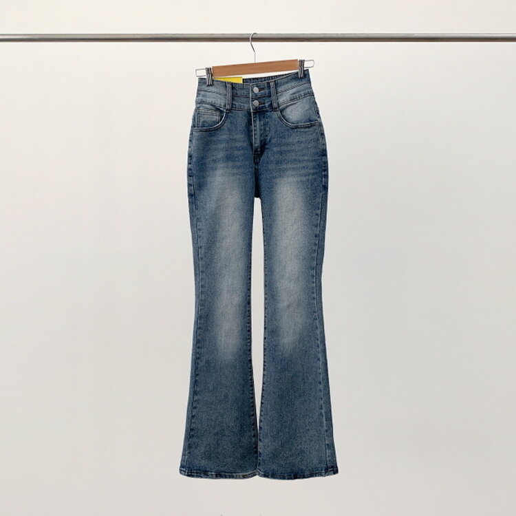 【SHORT/BASIC/LONG 丈別】ボリュームウォッシングツーボタンスパンジーンズ5色