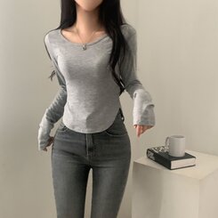 내가 찾던 여리핏 부드러운 무지 굴림 긴팔티셔츠 5color 그레이