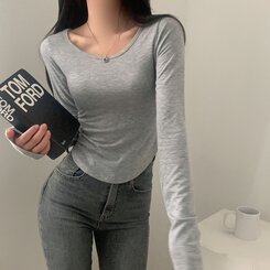 내가 찾던 여리핏 부드러운 무지 굴림 긴팔티셔츠 5color 그레이