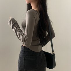 내가 찾던 여리핏 부드러운 무지 굴림 긴팔티셔츠 5color 카키