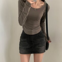 내가 찾던 여리핏 부드러운 무지 굴림 긴팔티셔츠 5color 카키