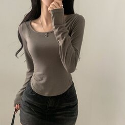 내가 찾던 여리핏 부드러운 무지 굴림 긴팔티셔츠 5color 카키