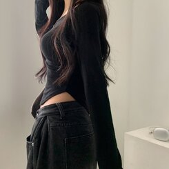 내가 찾던 여리핏 부드러운 무지 굴림 긴팔티셔츠 5color 블랙