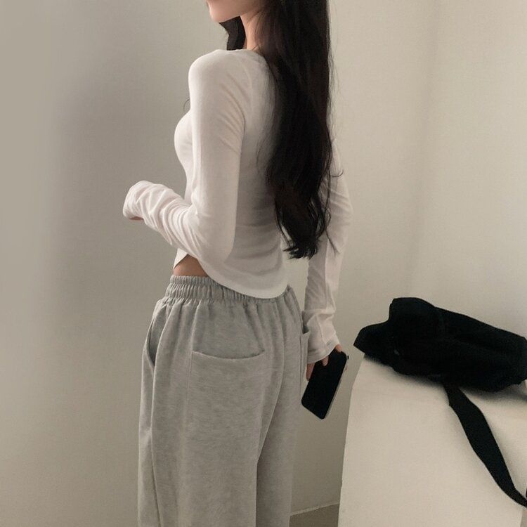 내가 찾던 여리핏 부드러운 무지 굴림 긴팔티셔츠 5color 아이보리