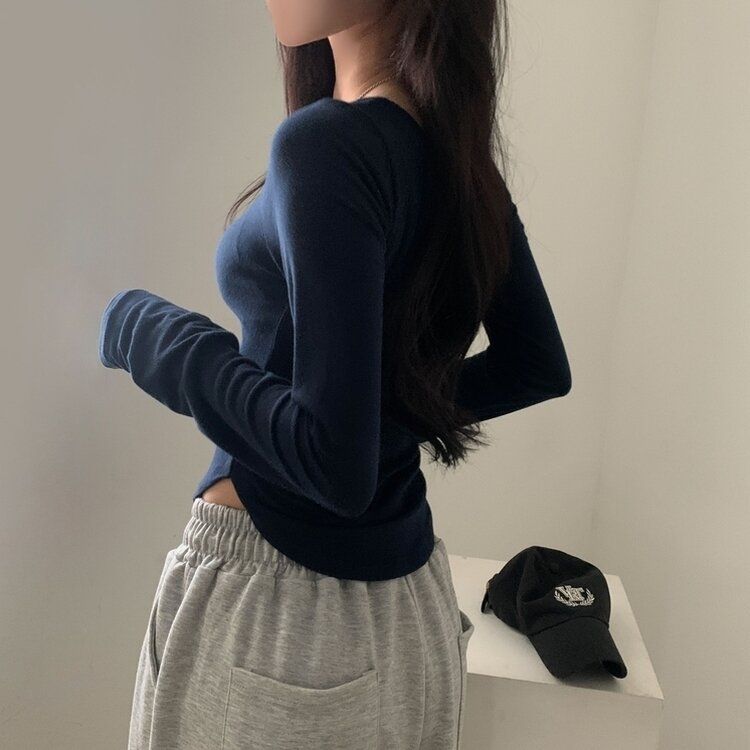 내가 찾던 여리핏 부드러운 무지 굴림 긴팔티셔츠 5color 네이비