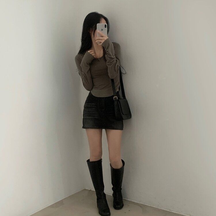 내가 찾던 여리핏 부드러운 무지 굴림 긴팔티셔츠 5color 카키