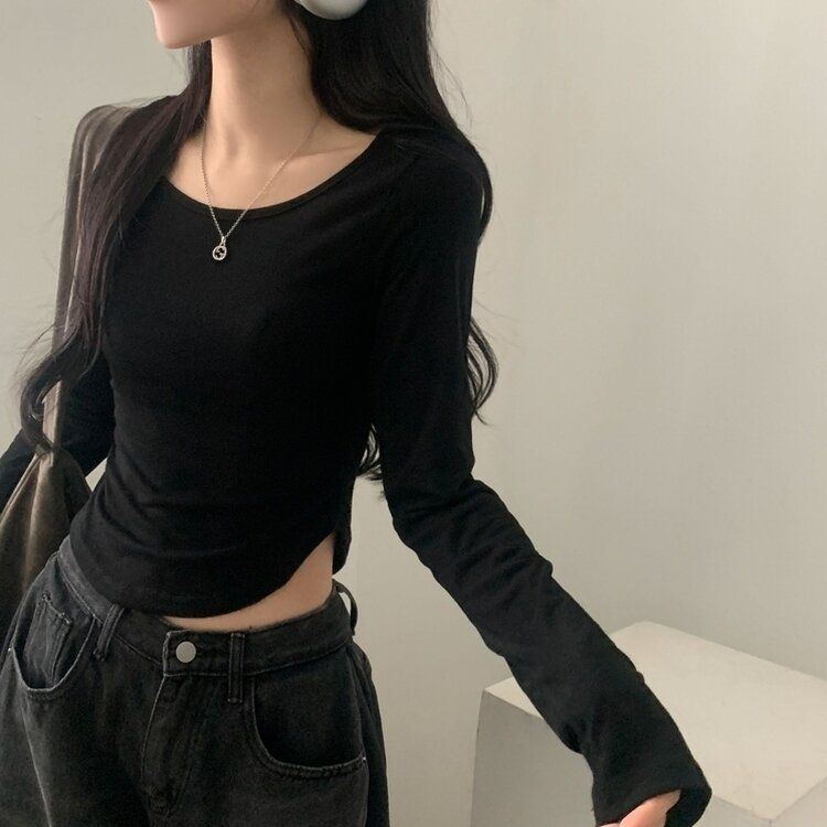 내가 찾던 여리핏 부드러운 무지 굴림 긴팔티셔츠 5color 블랙