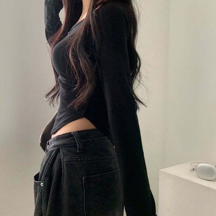 내가 찾던 여리핏 부드러운 무지 굴림 긴팔티셔츠 5color 블랙