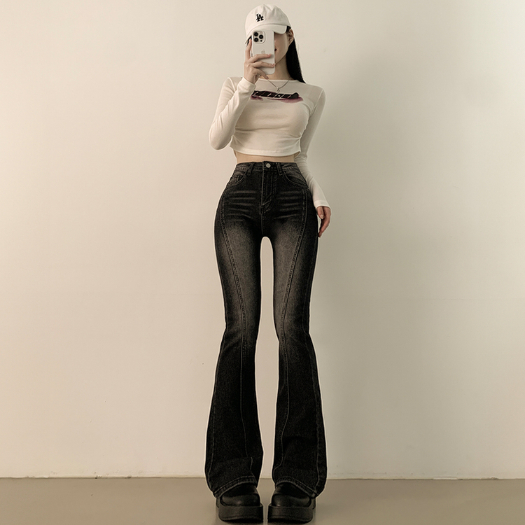 체형커버 스판굿 리얼 인생핏 워싱 절개 부츠컷 편한 청바지 키큰녀 키작녀 빅사이즈 워시드블랙