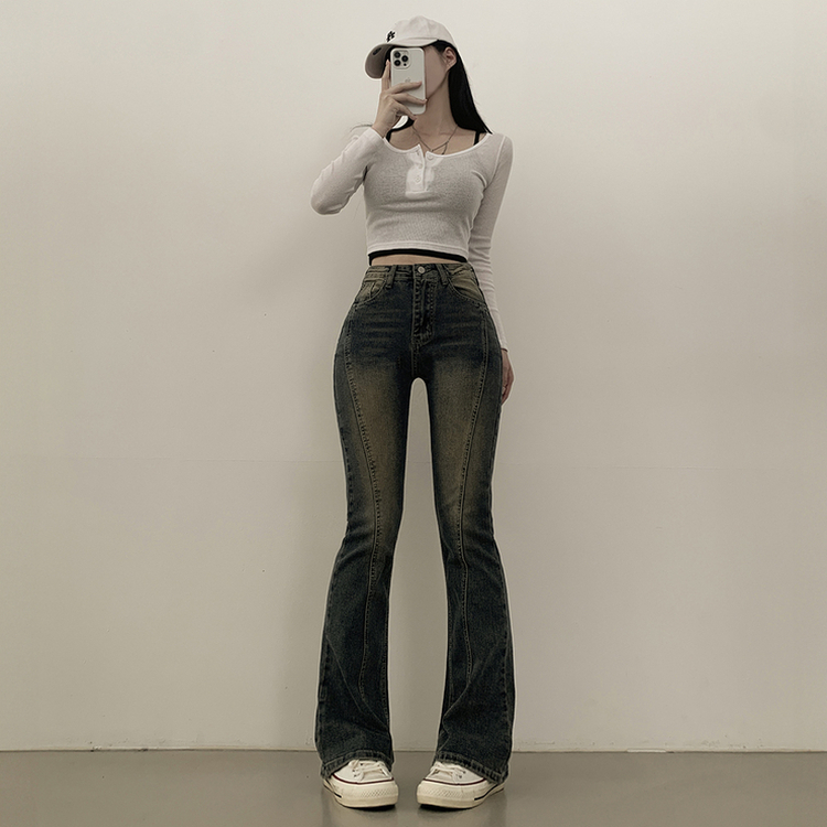 체형커버 스판굿 리얼 인생핏 워싱 절개 부츠컷 편한 청바지 키큰녀 키작녀 빅사이즈 옐로우틴블루