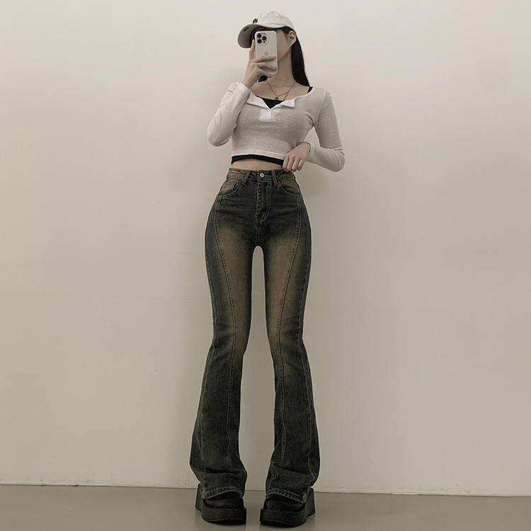 체형커버 스판굿 리얼 인생핏 워싱 절개 부츠컷 편한 청바지 키큰녀 키작녀 빅사이즈 옐로우틴블루