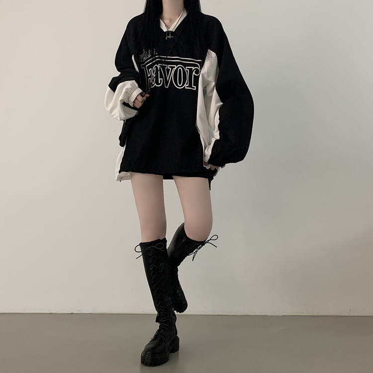 ユニークVネックオーバーフィットウィンドブレーカートレーナー