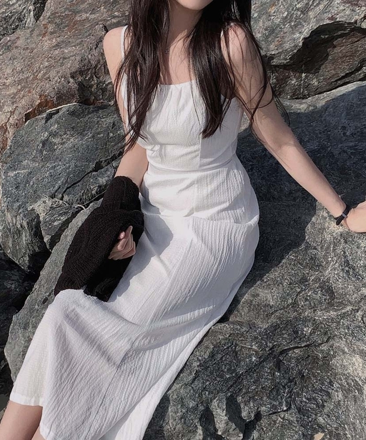 플러팅 썸머 청순 롱 나시 원피스 아이보리