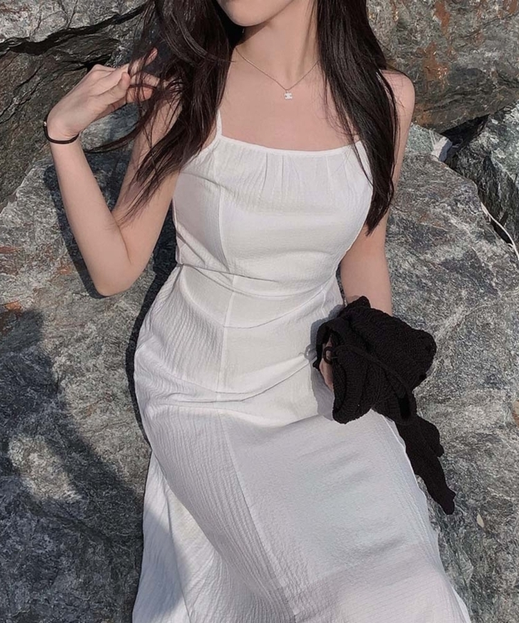 플러팅 썸머 청순 롱 나시 원피스 아이보리