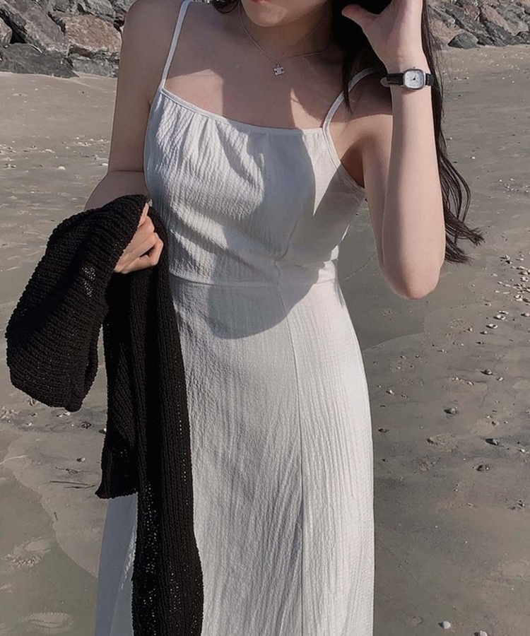 플러팅 썸머 청순 롱 나시 원피스 아이보리