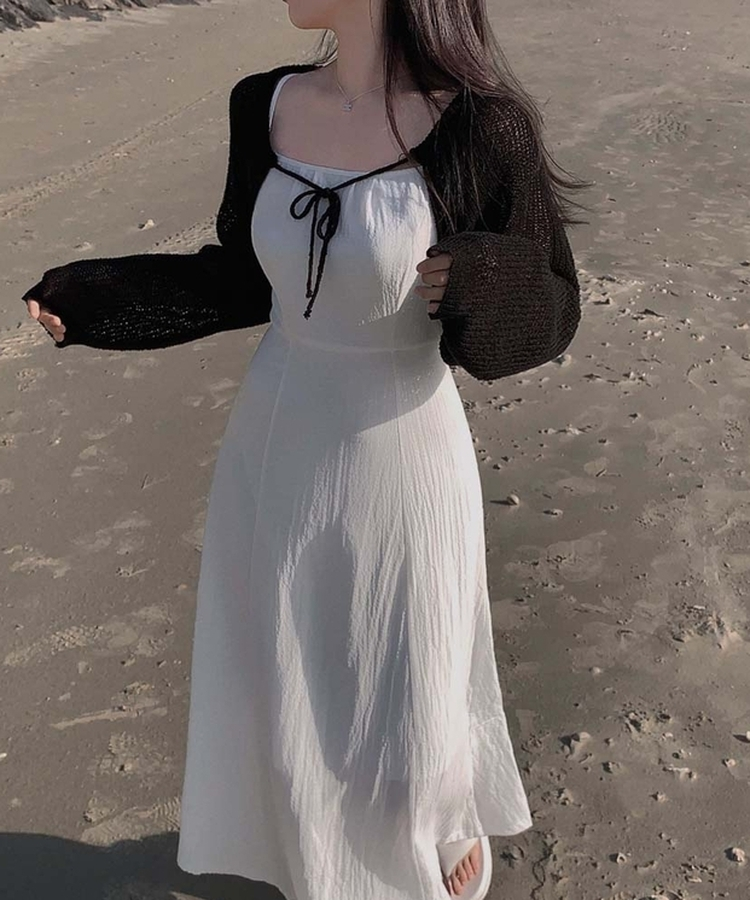 플러팅 썸머 청순 롱 나시 원피스 아이보리