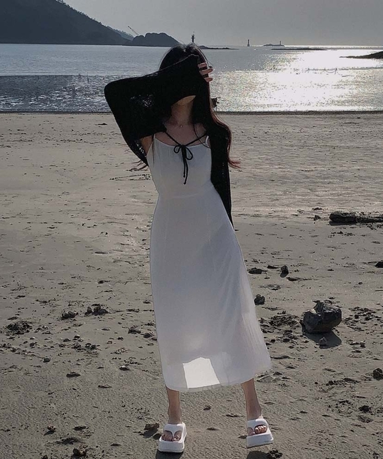 플러팅 썸머 청순 롱 나시 원피스 아이보리