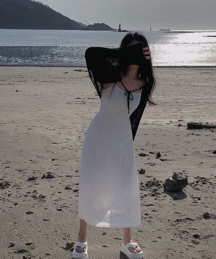 플러팅 썸머 청순 롱 나시 원피스 아이보리