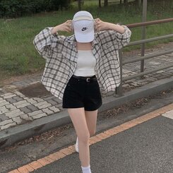 【 ベルト】ロールアップシンプルショートパンツ BLACK