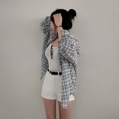 【 ベルト】ロールアップシンプルショートパンツ WHITE