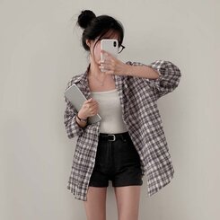 【 ベルト】ロールアップシンプルショートパンツ CHARCOAL