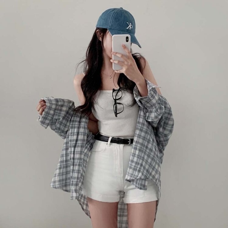 【 ベルト】ロールアップシンプルショートパンツ WHITE