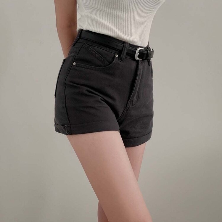 【 ベルト】ロールアップシンプルショートパンツ CHARCOAL