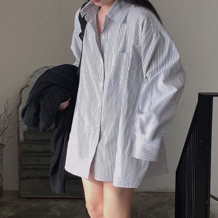 코지 보호본능 오버핏 셔츠원피스 2color 아이보리