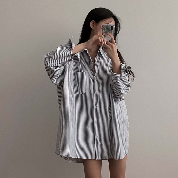 코지 보호본능 오버핏 셔츠원피스 2color 아이보리