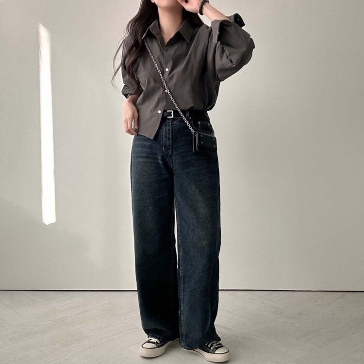 어바웃 데님 와이드 팬츠 2color 진청