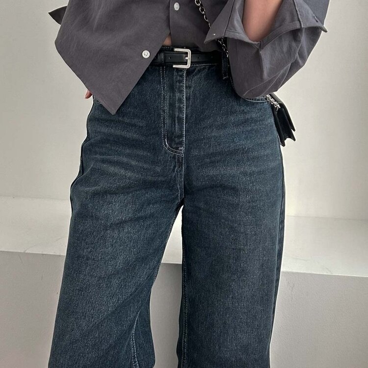 어바웃 데님 와이드 팬츠 2color 진청