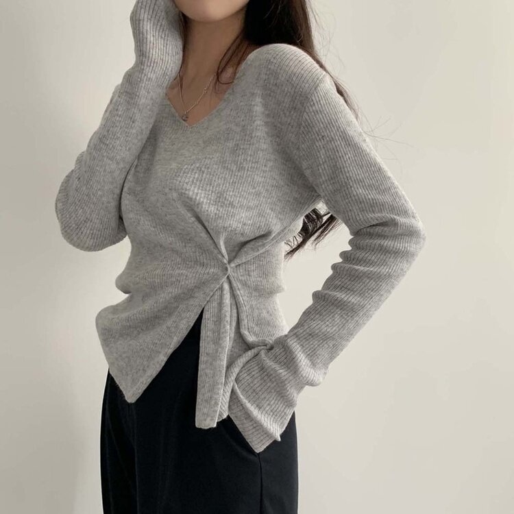 여리핏 정석 2탄 랩 니트 4color 그레이