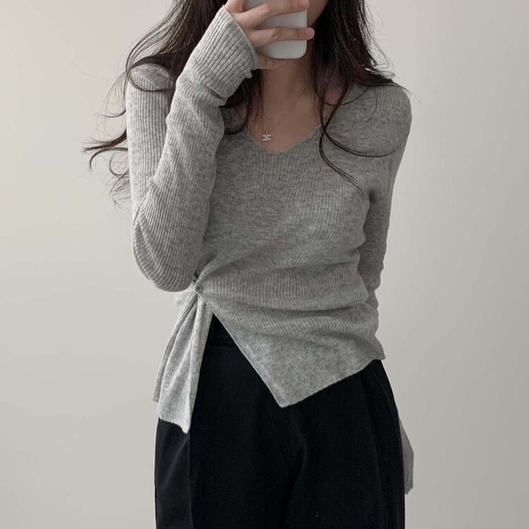 여리핏 정석 2탄 랩 니트 4color 그레이