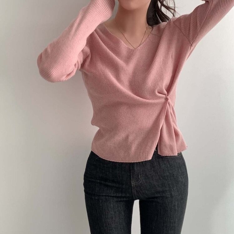 여리핏 정석 2탄 랩 니트 4color 핑크