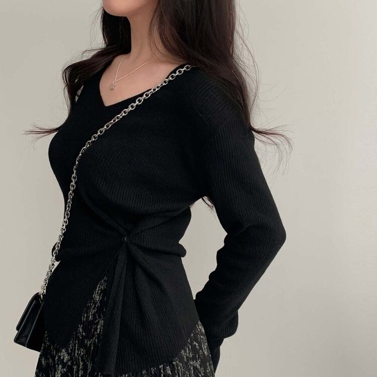 여리핏 정석 2탄 랩 니트 4color 블랙