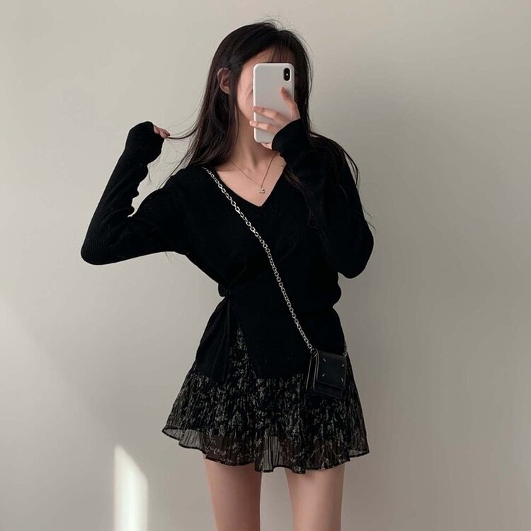 여리핏 정석 2탄 랩 니트 4color 블랙