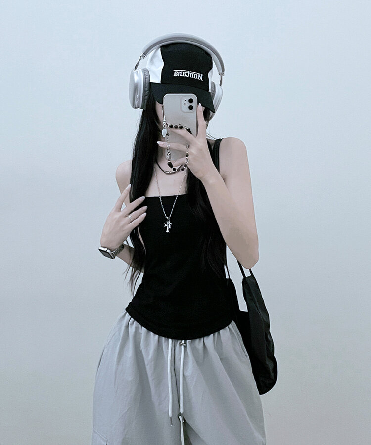 11할인폴리스퀘어캡내장패드끈나시 블랙