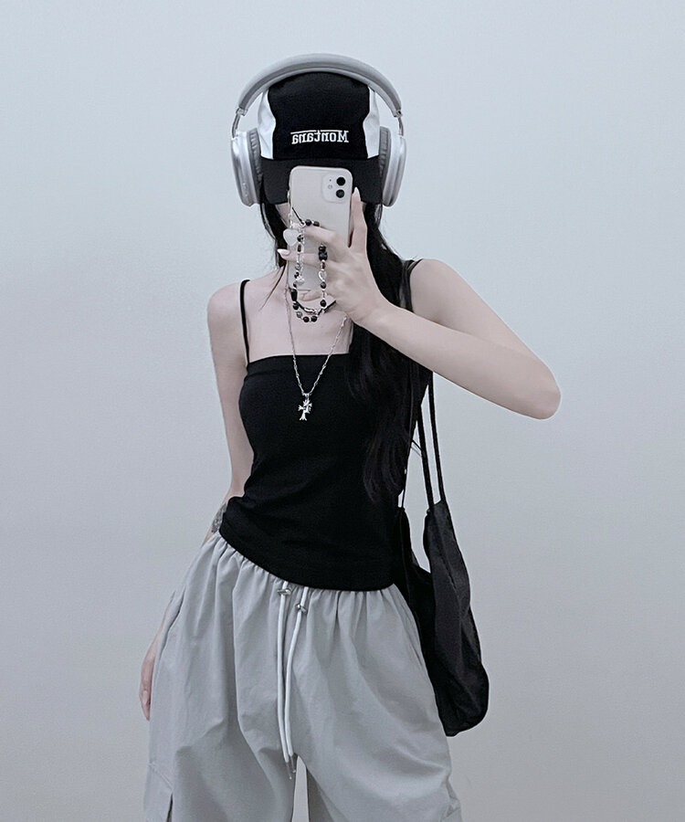 11할인폴리스퀘어캡내장패드끈나시 블랙